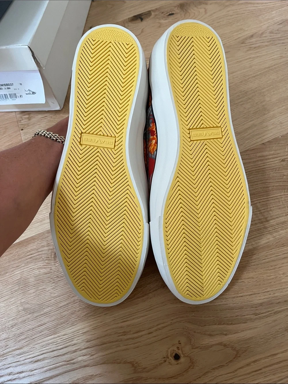 SeaVees Red Tropical Parrot Slip-On Sneakers